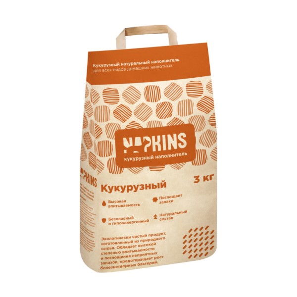 NAPKINS кукурузный впитывающий наполнитель для кошачьего туалета - 4,2 л (3 кг)