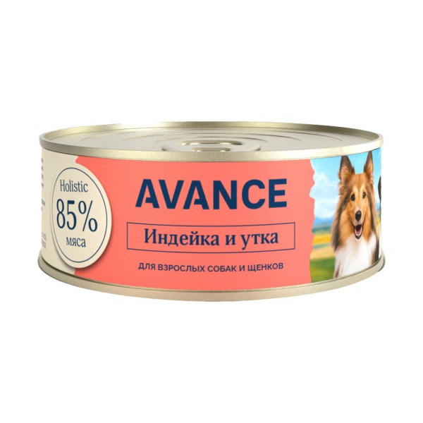 Avance влажный корм для щенков и взрослых собак с мясным ассорти, в консервах - 100 г х 12 шт