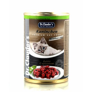 Dr.Clauder`s влажный корм для взрослых кошек с кроликом, в консервах - 415 г х...