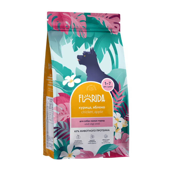 Florida Mini Adult Chicken сухой корм для взрослых собак малых пород с курицей и яблоком - 400 г