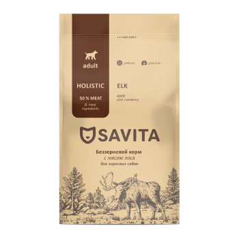 Savita сухой беззерновой корм для взрослых собак всех пород с мясом лося - 4...