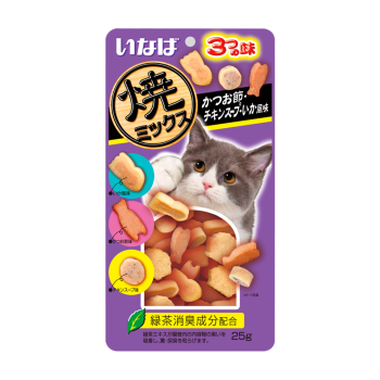 Inaba Yaki Miksu лакомство запеченное ассорти для взрослых кошек со вкусом кацуобуси, куриного бульона...