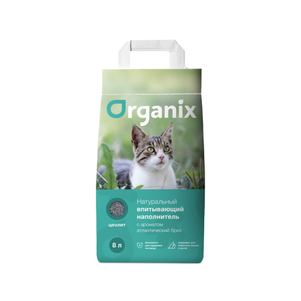 Organix наполнитель впитывающий минеральный для кошачьего туалета, с ароматом атлантического бриза - 8 л