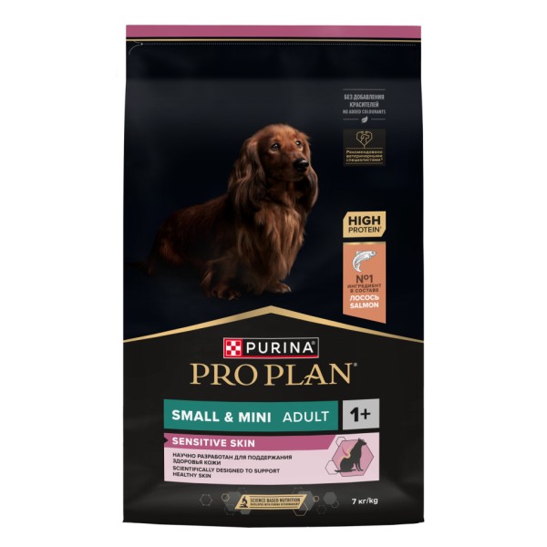 Сухой корм Pro Plan Adult Small&Mini Sensitive Skin для собак мелких пород с чувствительной кожей с лососем и рисом - 7 кг