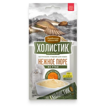 Деревенские лакомства Холистик Премьер лакомство для кошек, нежное пюре из утки с икрой летучей...