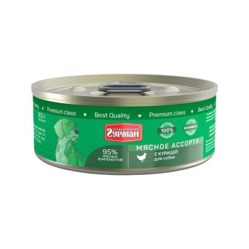 Четвероногий Гурман Мясное ассорти консервированный корм с курицей для собак - 100 г (24...