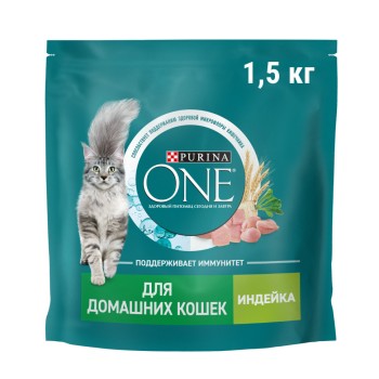 Purina ONE сухой корм для кошек при домашнем образе жизни с индейкой и цельными...