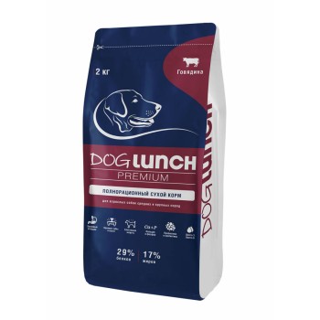Dog Lunch Премиум сухой корм для собак средних и крупных пород с говядиной -...