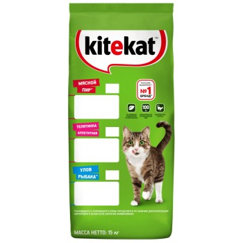 Kitekat сухой корм для взрослых кошек с телятиной - 15 кг