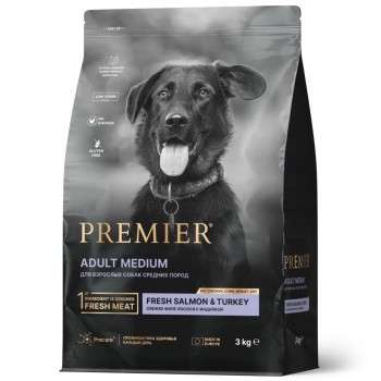 Premier Dog Salmon & Turkey Adult Medium сухой корм для собак средних пород, свежее...