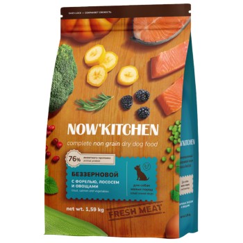 NOW' Kitchen сухой беззерновой корм для взрослых собак малых пород, со свежей форелью и...