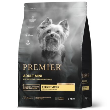 Premier Dog Turkey Adult Mini сухой корм для собак мелких пород, свежее мясо индейки...