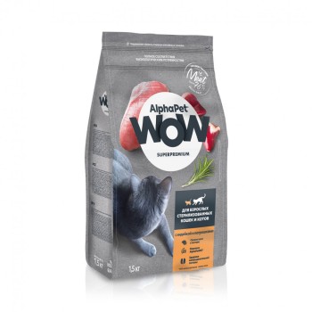 AlphaPet WOW Superpremium сухой полнорационный корм для взрослых стерилизованных кошек и котов с индейкой...