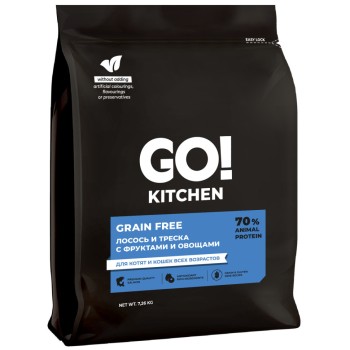 Go' Kitchen сухой беззерновой корм для кошек всех возрастов и котят, с лососем и...