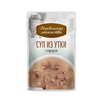 Деревенские лакомства суп для взрослых кошек из утки с тунцом, в паучах - 35...