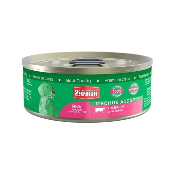 Четвероногий Гурман Мясное ассорти консервированный корм с языком для собак - 100 г (24...