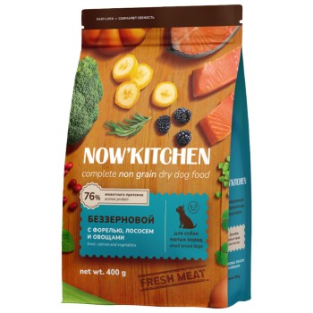 NOW' Kitchen сухой беззерновой корм для взрослых собак малых пород, со свежей форелью и...