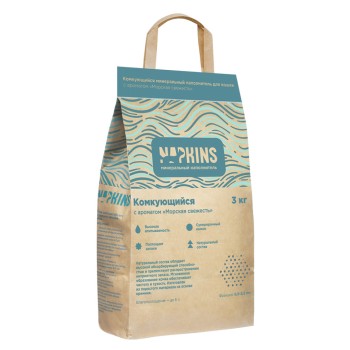 NAPKINS минеральный комкующийся наполнитель для кошачьего туалета, с ароматом Морская свежесть - 5 л...