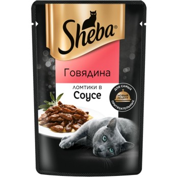 Sheba влажный корм для кошек ломтики с говядиной, в соусе, в паучах - 75...