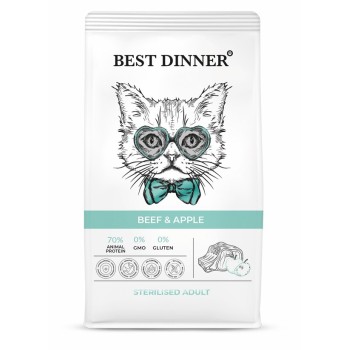 Best Dinner Adult Sterilised Beef & Apple сухой корм для взрослых стерилизованных кошек с...