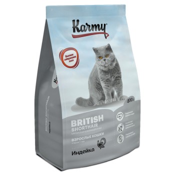 Karmy British shorthair сухой корм для взрослых кошек породы британская короткошерстная с индейкой -...