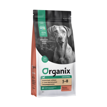 Organix Adult Sensitive Dog Salmon сухой корм для взрослых собак с чувствительным пищеварением с...