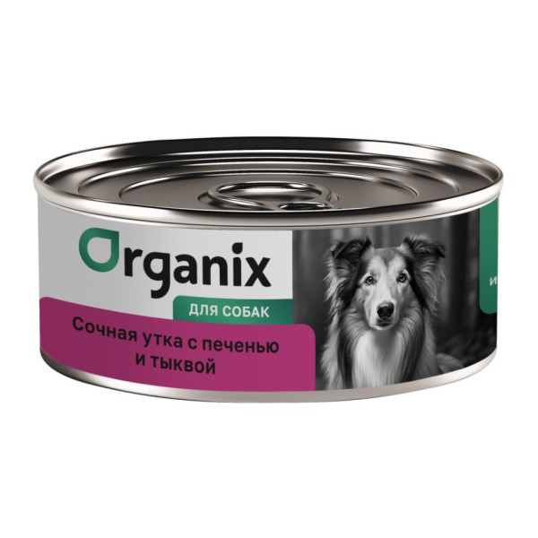 Organix консервы для собак с уткой, с печенью и тыквой - 100 г х 12 шт