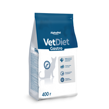 AlphaPet Vet Diet Gastro сухой диетический корм для взрослых кошек и котов при острых...