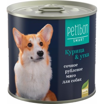 Petibon Smart влажный корм для взрослых собак, рубленое мясо с курицей и уткой, в...