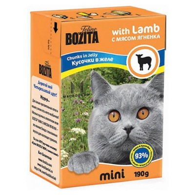Консервы для кошек кусочки в желе с мясом ягненка Bozita Mini Lamb 190 г