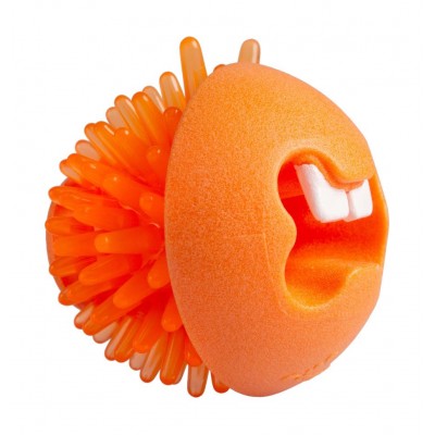 Игрушка с отверстиями для лакомств и массажными насечками, средняя Rogz Fred оранжевый