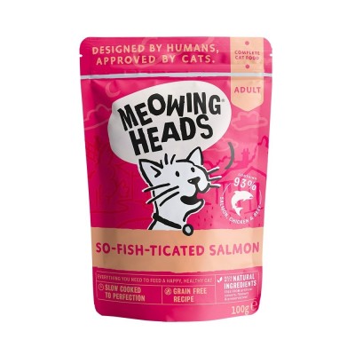 Meowing Heads Паучи для кошек и котят с сардинами, тунцом, курицей и говядиной «Все лучшее сразу» Barking Heads So-fish-ticated Salmon 100 г