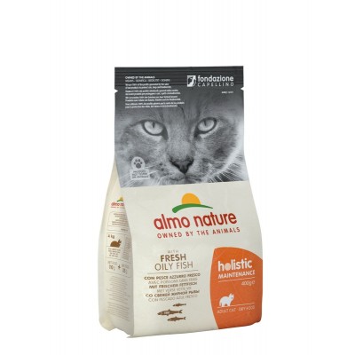 Корм для взрослых кошек с жирной рыбой и коричневым рисом Almo Nature Holistic Adult Cat White Fish & Rice 12 кг