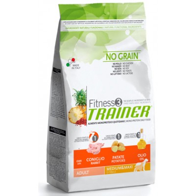 Корм для средних и крупных собак с кроликом и картофелем Trainer Fitness3 No Grain Medium & Maxi 3 кг