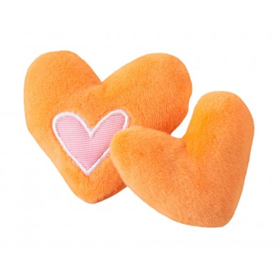 Игрушка для кошек плюшевые сердечки с кошачьей мятой, 2 шт Rogz Catnip Hearts оранжевый