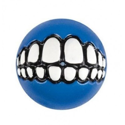 Игрушка мяч с принтом зубы и отверстием для лакомств, средний Rogz Grinz синий