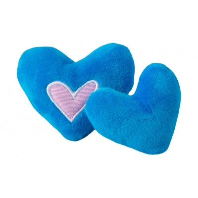 Игрушка для кошек плюшевые сердечки с кошачьей мятой, 2 шт Rogz Catnip Hearts синий