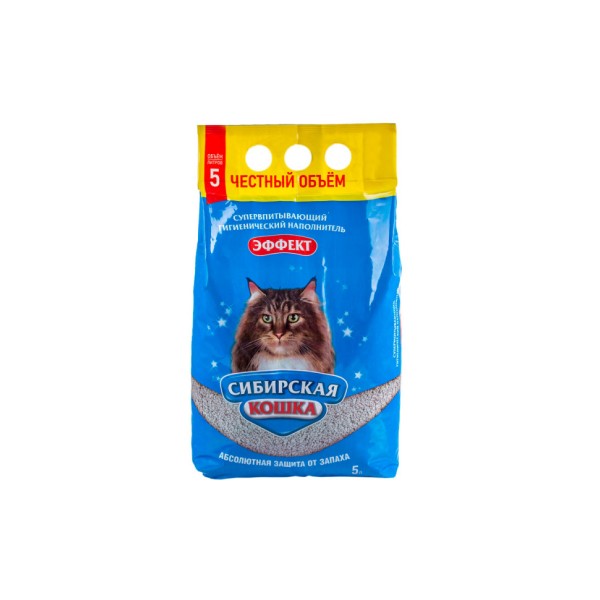 Сибирская Кошка "Эффект" впитывающий наполнитель для кошачьего туалета - 5 л (2,7 кг)