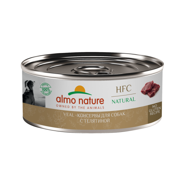 Almo Nature HFC Natural Veal влажный корм для взрослых собак и щенков с 3-х месяцев, с телятиной, в консервах - 100 г х 12 шт