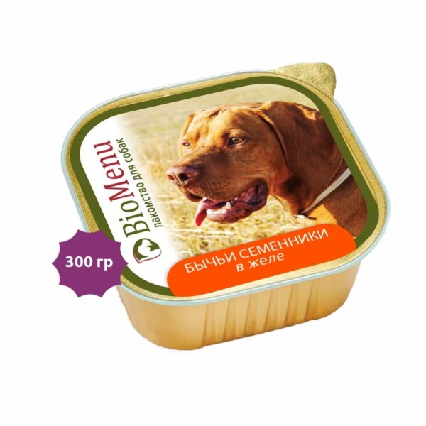 BioMenu Лакомство влажный корм для взрослых собак, бычьи семенники в желе, в ламистерах - 300 г х 10 шт