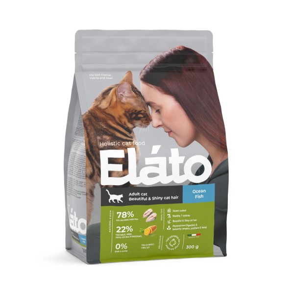 Elato Holistic сухой корм для взрослых кошек, с рыбой - 300 г