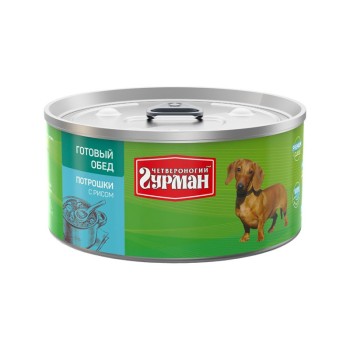 Четвероногий Гурман Готовый обед консервированный корм с потрошками и рисом для собак - 325...