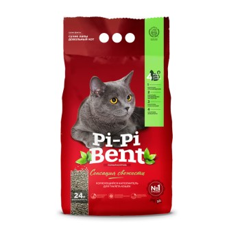 Pi-Pi Bent Сенсация свежести наполнитель комкующийся бентонитовый для туалета кошек - 24 л (10...