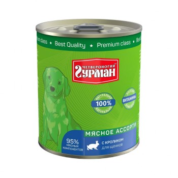 Четвероногий Гурман Мясное ассорти для щенков с кроликом - 340 г (12 шт)
