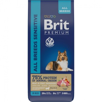 Brit Premium Dog Sensitive сухой корм для взрослых собак всех пород с чувствительным пищеварением...