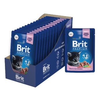 Brit Premium паучи для котят с белой рыбой кусочки в соусе - 85 г...