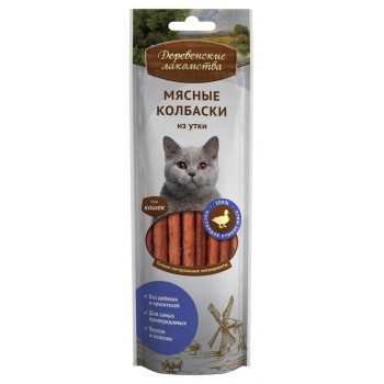 Деревенские лакомства Мясные колбаски из утки для кошек - 45 г