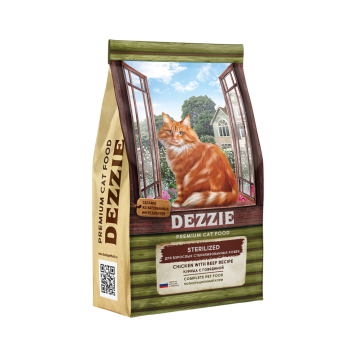 Dezzie Sterilized Cat сухой корм для взрослых стерилизованных кошек с курицей и говядиной -...