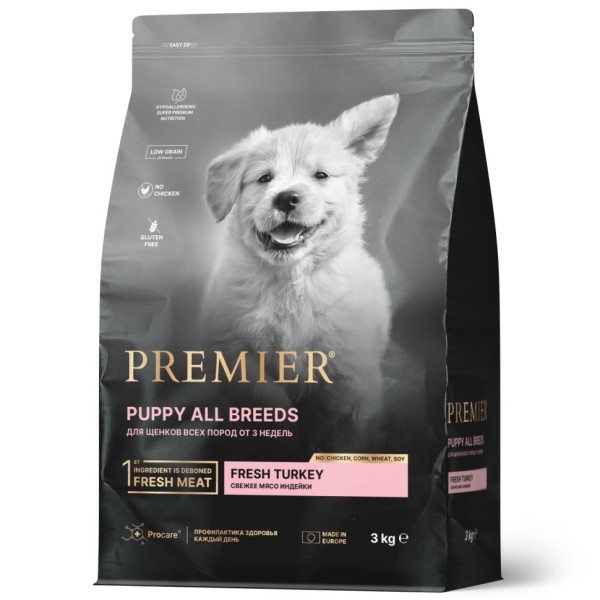 Premier Dog Turkey Puppy сухой корм для щенков, свежее мясо индейки - 3 кг
