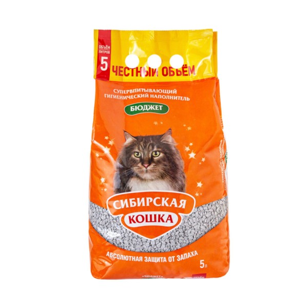 Сибирская Кошка "Бюджет" впитывающий наполнитель для кошачьего туалета - 5 л (2 кг)